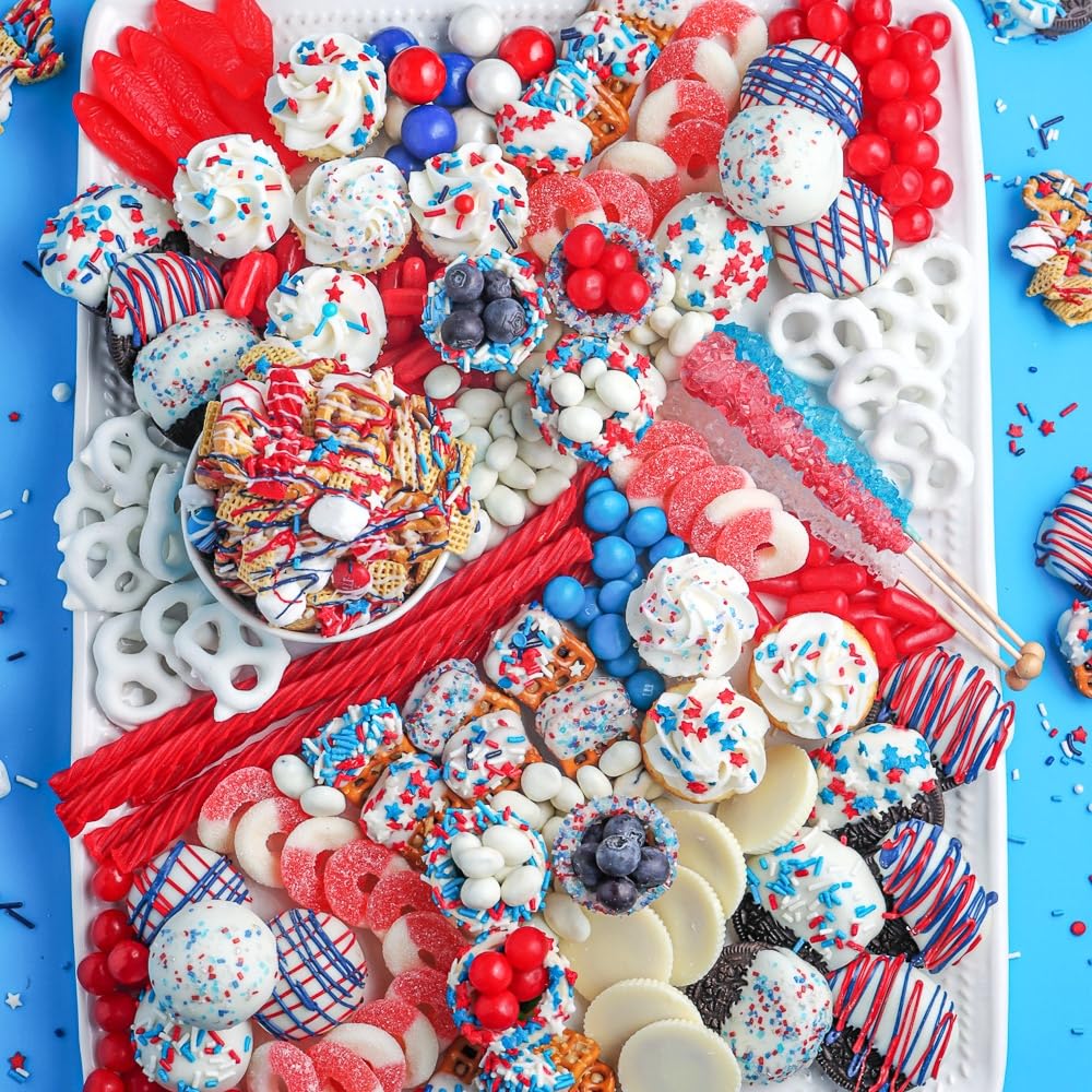 Cobakey Patriotic Sprinkles - Red White & Blue Cupcake Toppings, 4.23 Ounce for 4th of July Desserts