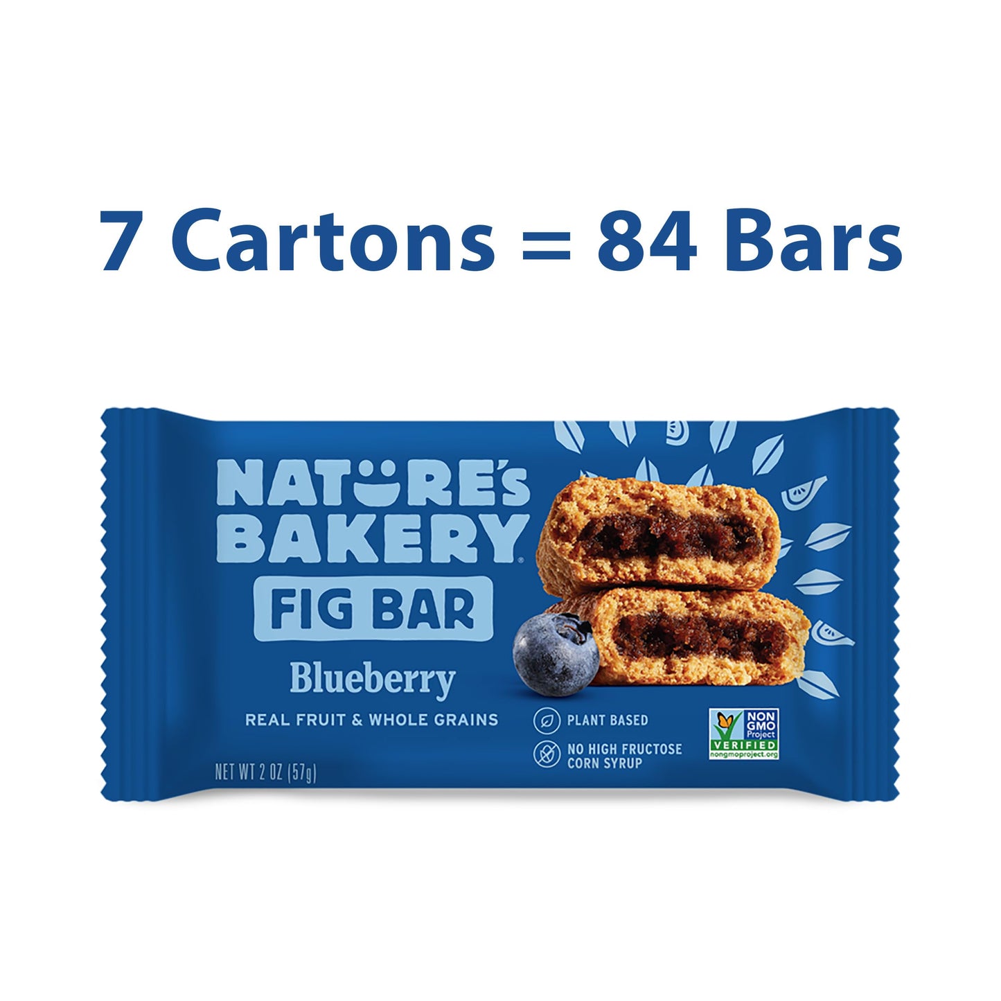 Natures Bakery Whole Wheat Fig Bars, Blueberry, Real Fruit, Vegan, Non-Gmo, Snack Bar, 7 Boxes With 12 Twin Packs (84 Twin Packs