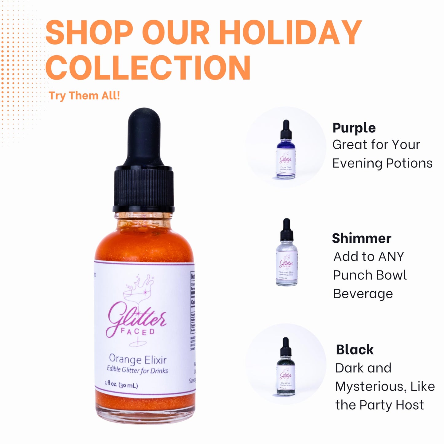 Glitter Faced - Edible Glitter For Cocktails & Drinks - Mess-Free Glitter Drop, Food-Grade, 0 Cal, Sparkle Luster Dust, Drink Gl
