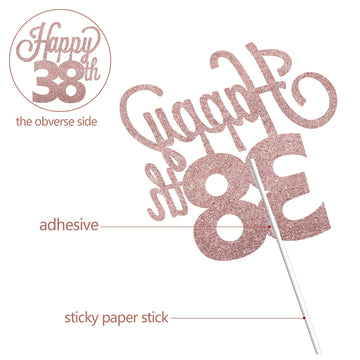 Lingteer Happy 38Th Birthday Cake Topper - Cheers To 38Th Birthday 38 Years Old Birthday Party Cake Decorations Sign.