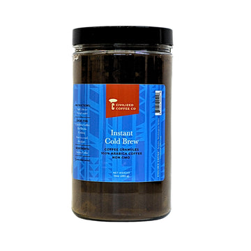 Civilized Coffee Instant Cold Brew Coffee Granules Medium Dark Roast Non-Gmo Jar (10 Oz)