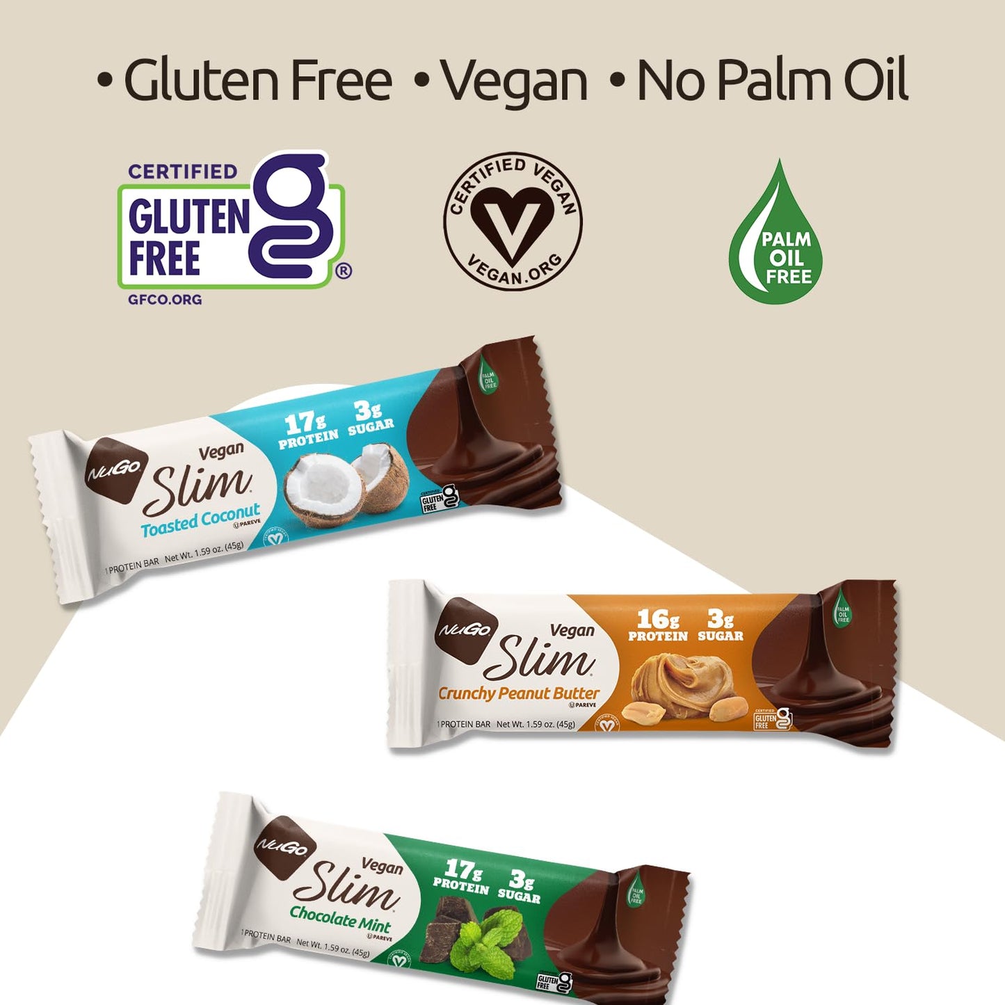 Nugo Slim Dark Chocolate Crunchy Peanut Butter, 16G Vegan Protein, 3G Sugar, 7G Fiber, Low Net Carb, Keto Friendly, Gluten Free, 24 Count