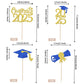 24 Pcs 2025 Graduation Theme Cupcake Toppers Blue Gold Glitter Class Of 2025 Cupcake Picks Diploma Grad Cap Cake Decorations For
