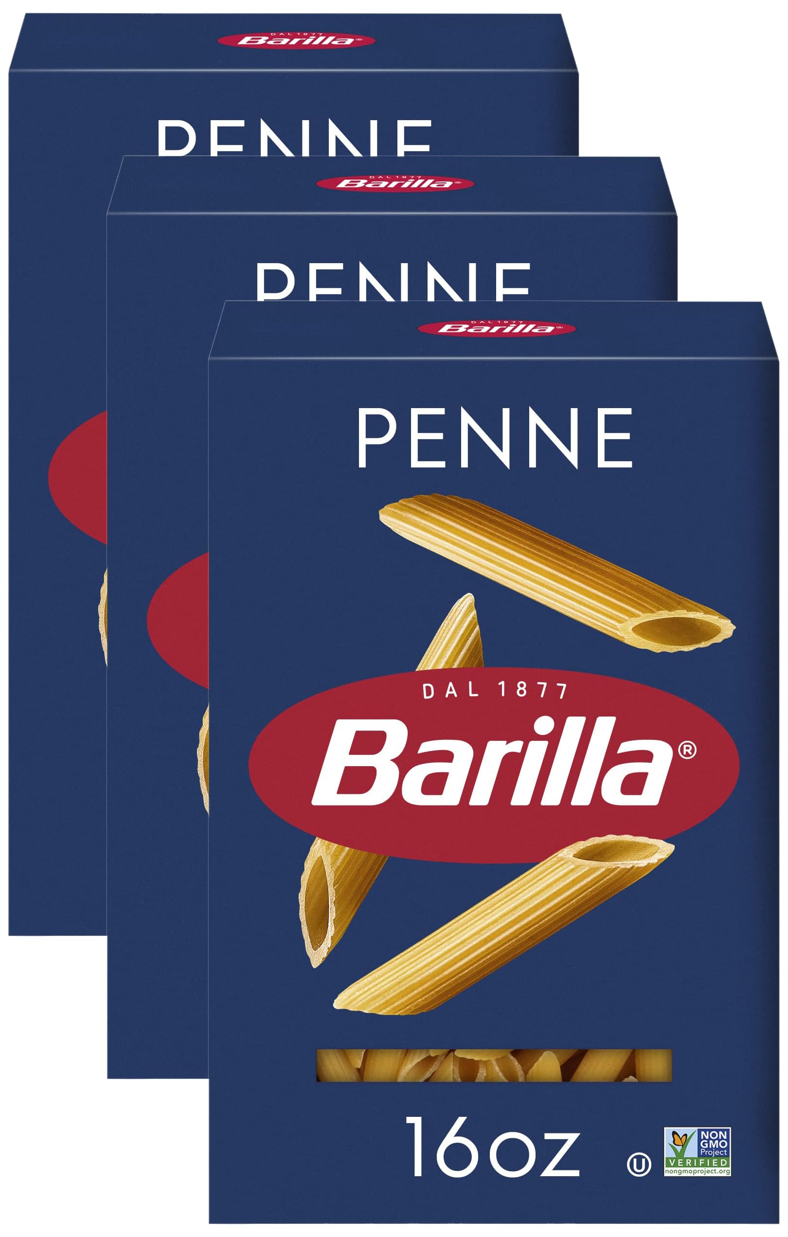 Barilla Penne Pasta, 16 oz. Box - Non-GMO Pasta Made with Durum Wheat Semolina - Kosher Certified Pasta (Pack of 3)