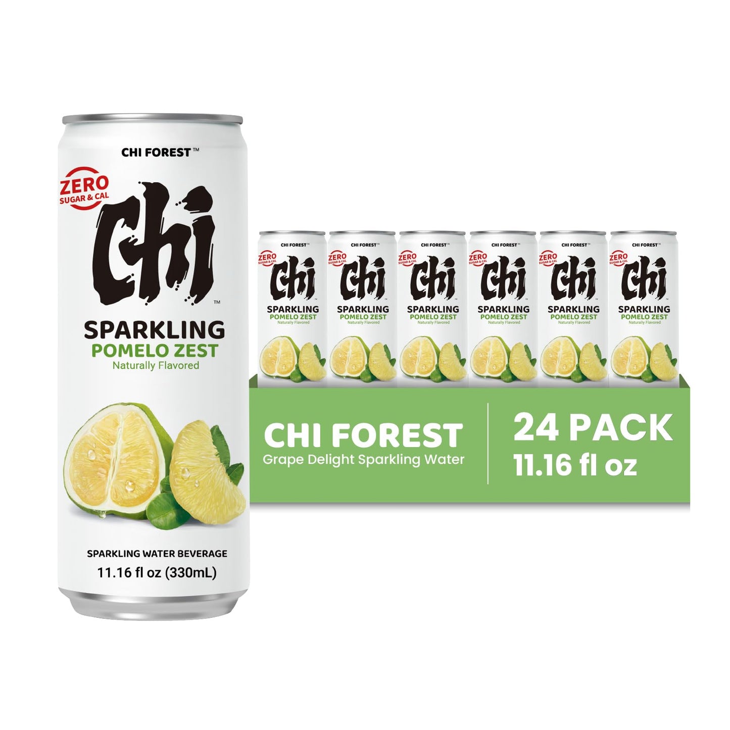 CHI FOREST Pomelo Sparkling Water Beverage  Zero Sugar Drinks  Zero Artificial Flavor  11.16 fl oz Cans (Pack of 24)