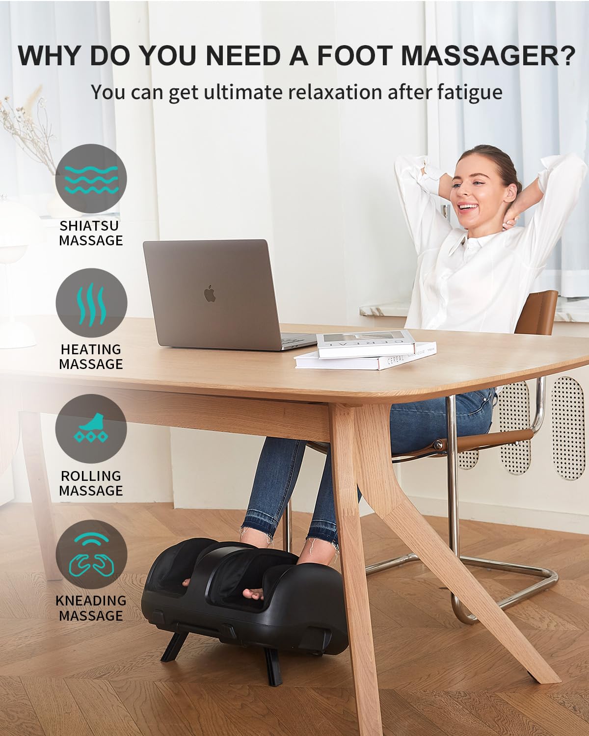 Nekteck Foot Shiatsu Massager For Circulation And Pain Relief, Smart Electric Massage Machine With Heat, Deep Kneading, Vibratio