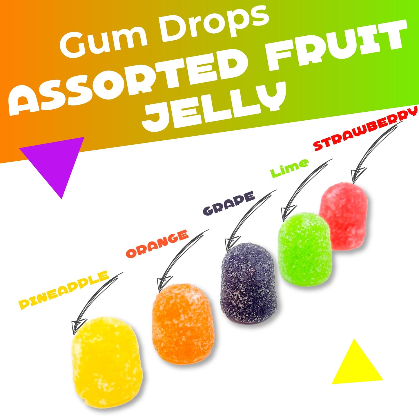 Gum Drops Jelly Candy | 3 Pound Bag | Assorted Fruit Flavored | Old Fashioned Delight