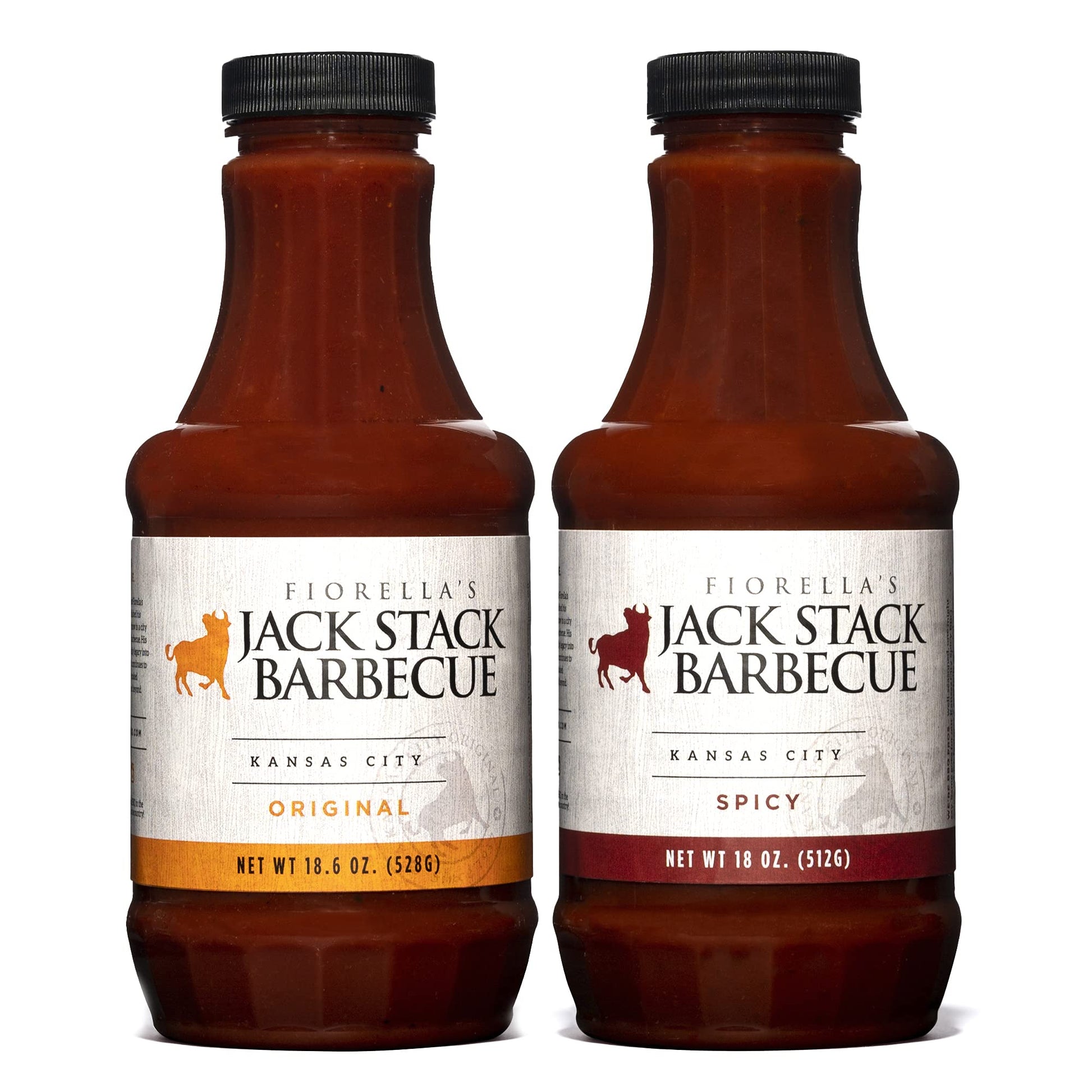 Fiorellas Jack Stack Barbecue Kansas City BBQ Sauce 2 Pack - Original & Spicy, 18oz Bottles, 1.12 Pound