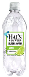 Hal's New York Seltzer Carbonated Lime Flavored Sparkling Water, Zero Sugar, Zero Calorie, Zero Carbs, 20 Fl Oz (Pack of 24)