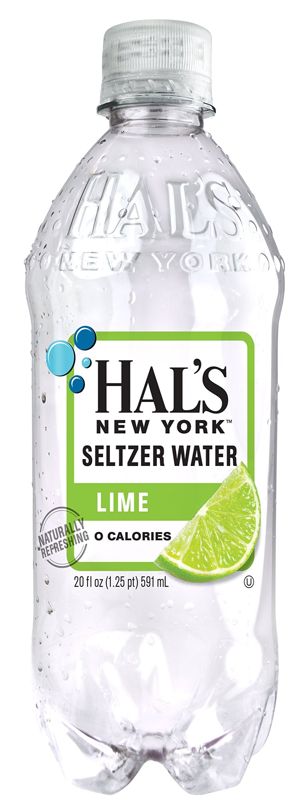 Hal's New York Seltzer Carbonated Lime Flavored Sparkling Water, Zero Sugar, Zero Calorie, Zero Carbs, 20 Fl Oz (Pack of 24)