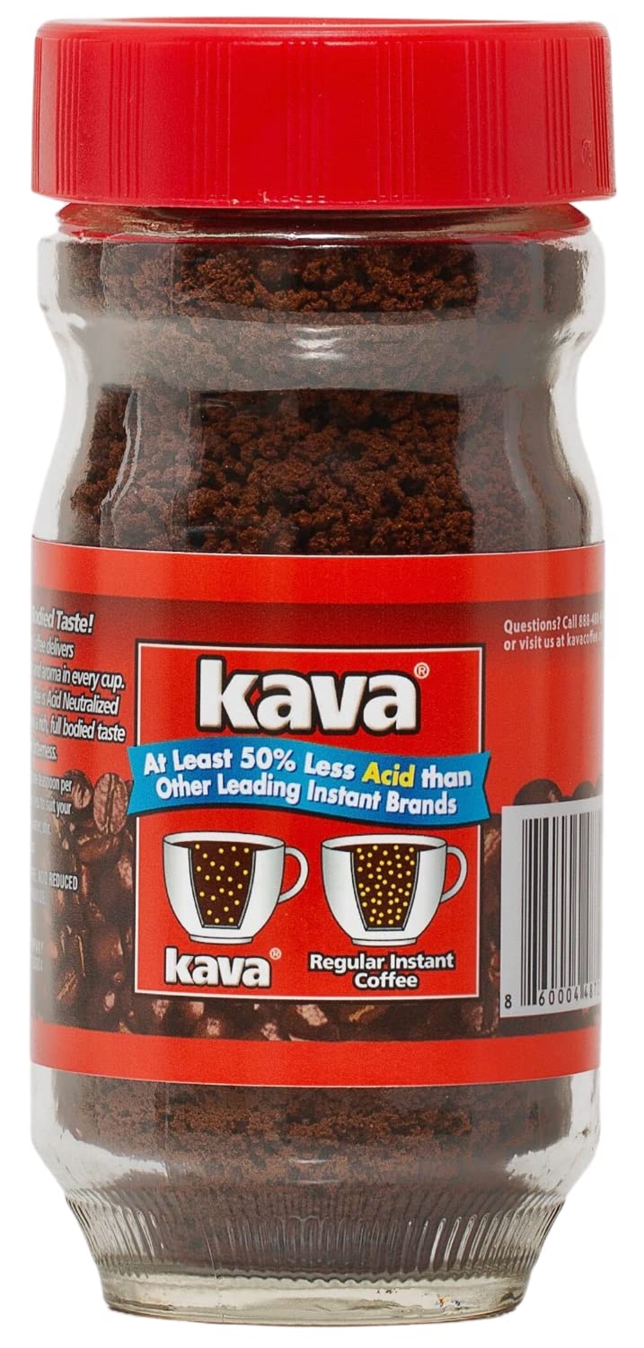 Kava Instant Coffee, Acid Reduced, 4 Ounce Glass Jar, Pack of 1