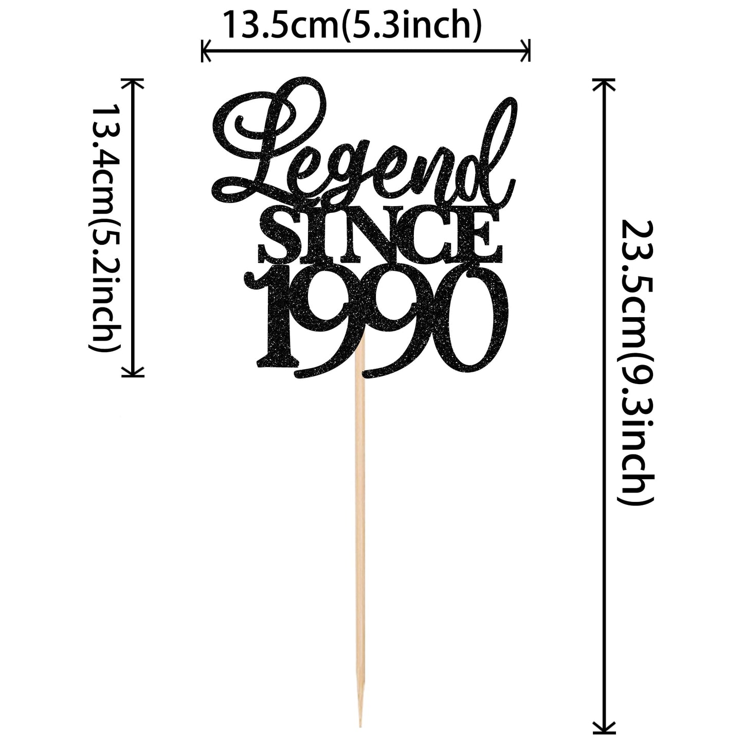 Rssta i Cake Topper, Glitter 35th Birthday Decoration, Black, Legend Since 1990, Cheers to 35 Years, Party Cake Decor