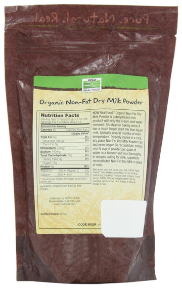 NOW Foods Non Fat Dry Milk Powder Organic, 12-Ounce (Pack of 2)