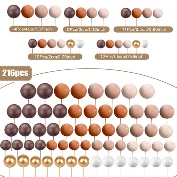 Maitys 216 Pcs Balls Cake Topper Mini Balloons Cake Toppers Foam Ball Cake Decorations Ball Shaped Cake Insert Topper Balloon Ca