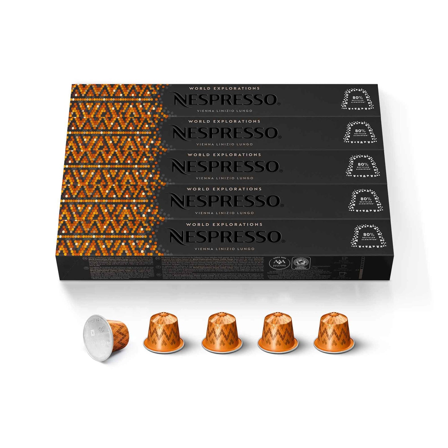 Nespresso Capsules Original Line Vienna Lungo Medium Roast Coffee Pods 50 Count