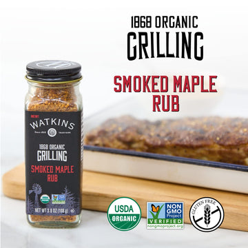 Watkins Organic Grilling Smoked Maple Rub, Non-GMO, Kosher, 3.8 Oz, 1-Pack