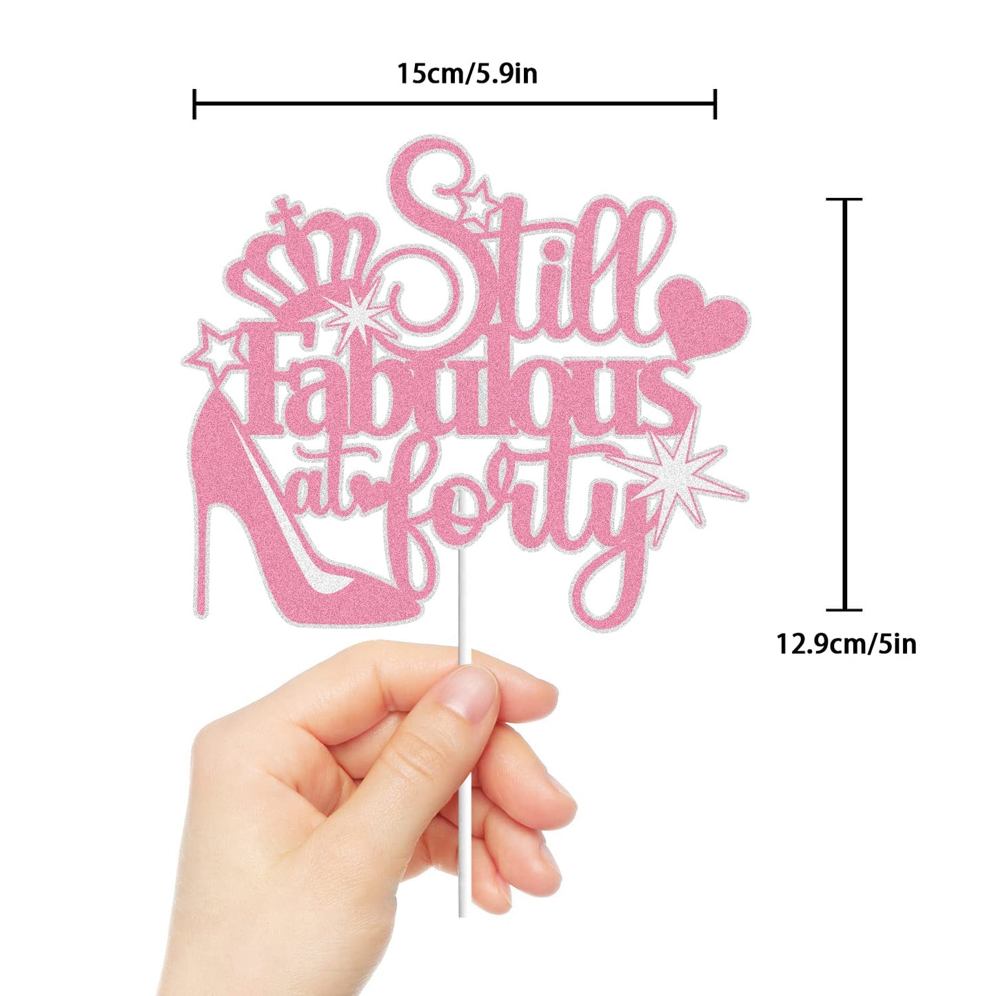 LINGBOOM Rose Gold Glitter Cake Topper for 40th Birthday, Cardstock, Model C-Fabulous at -P, Size ZJ1131