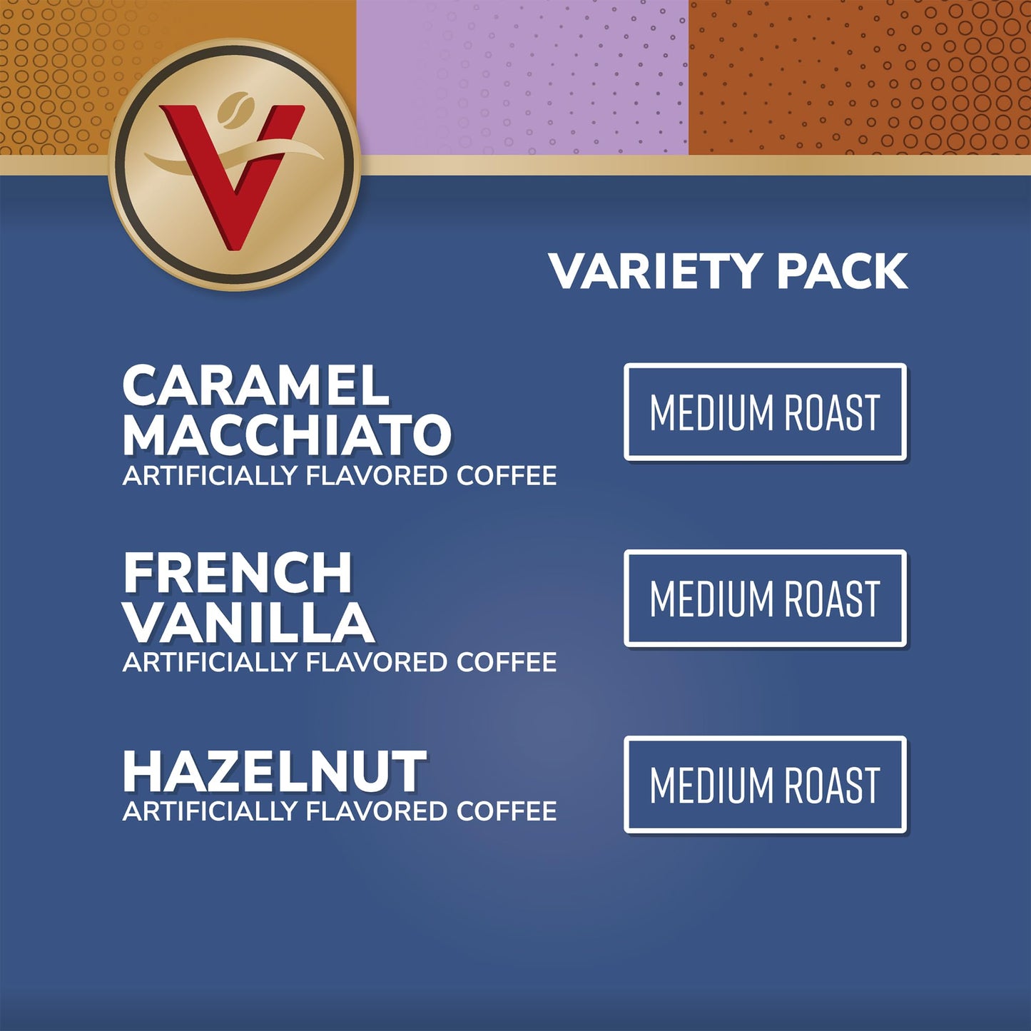 Victor Allens Coffee Variety Pack, 32 Count Single Serve Pods, French Vanilla, Caramel Macchiato, Hazelnut, Compatible with Keurig K-Cup malt-inspired