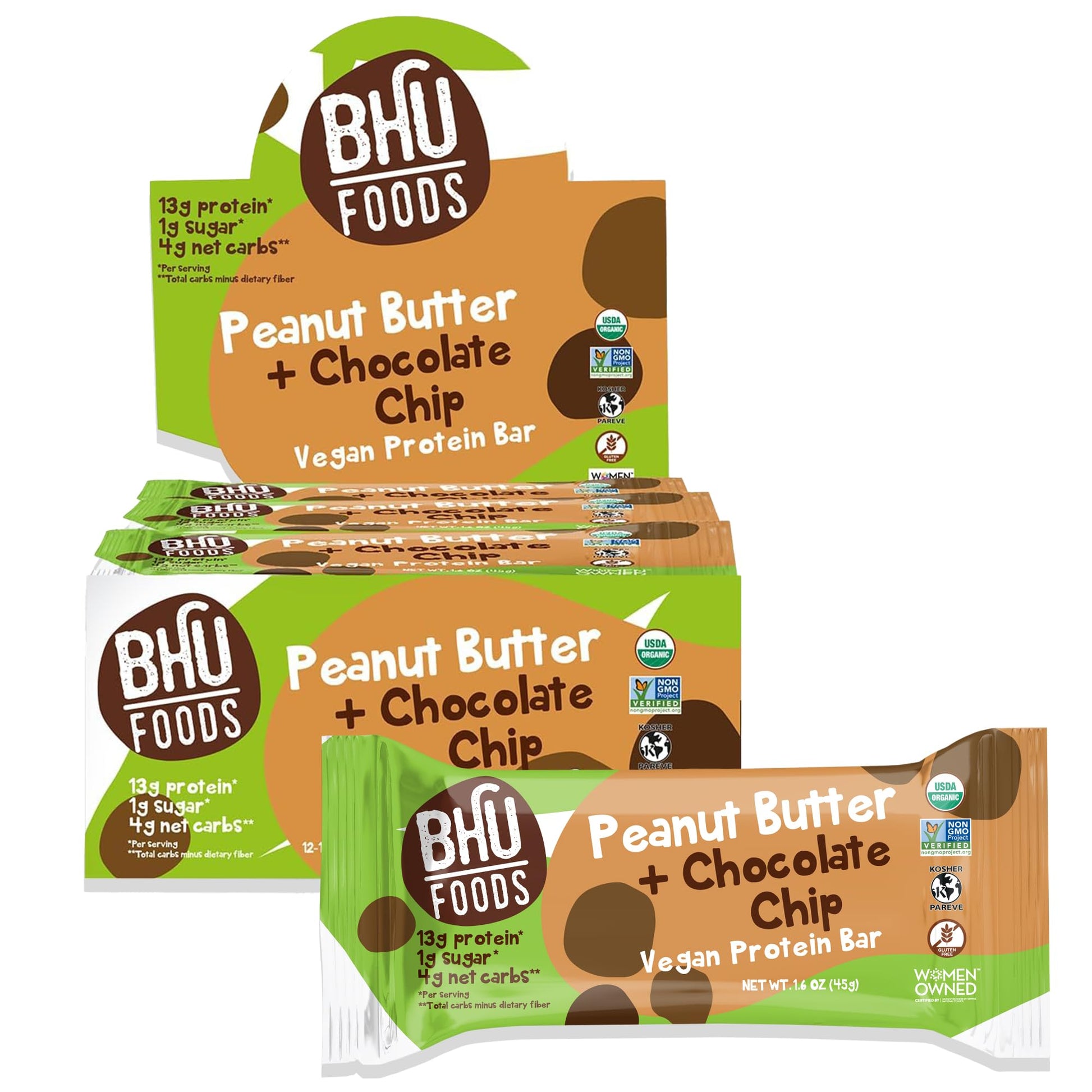 Bhu Foods Vegan Protein Bars - Organic Keto Snack - Low Carb & Low Sugar, Grain & Gluten Free, Dairy-Free & Non-Gmo (Peanut Butt