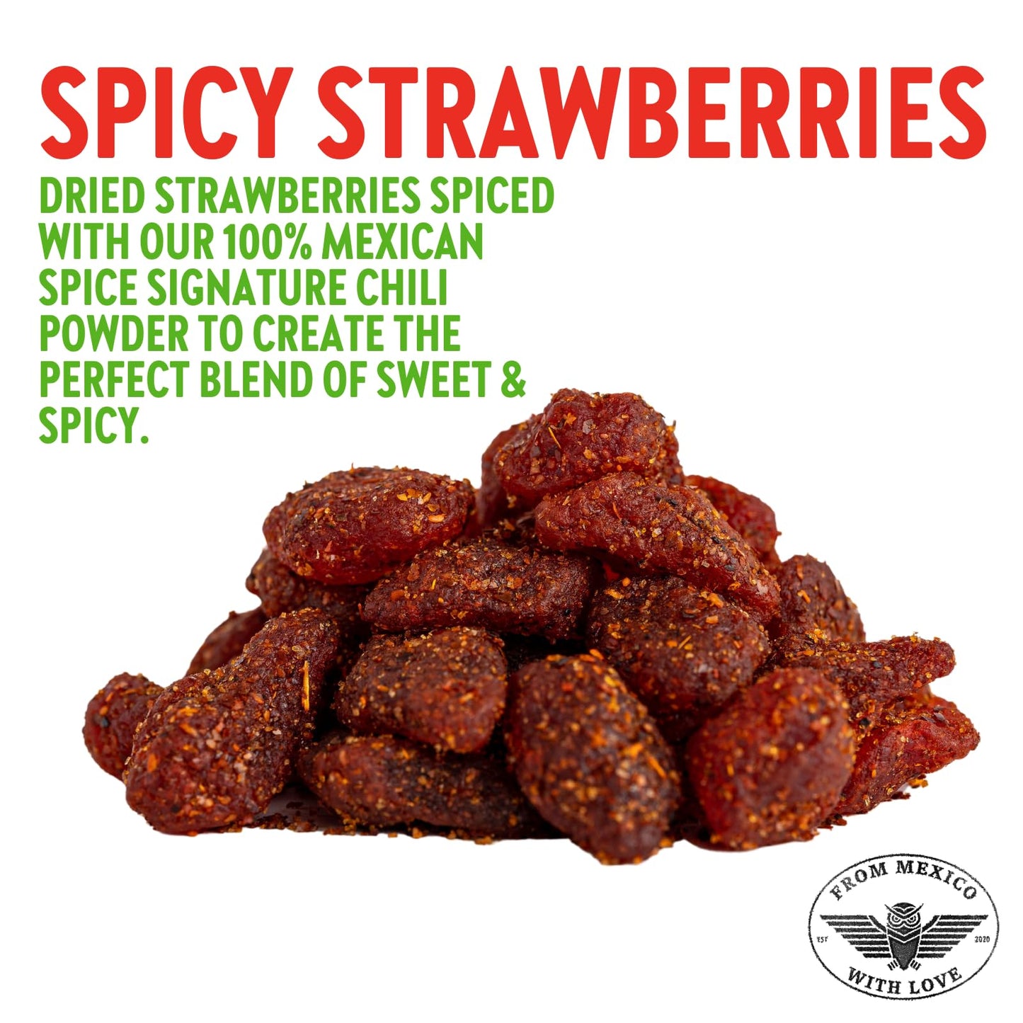 Chuza Spicy Dried Strawberries - Mexican Snacks, Chili Flavor, Natural Dried Fruit, 2 Pack