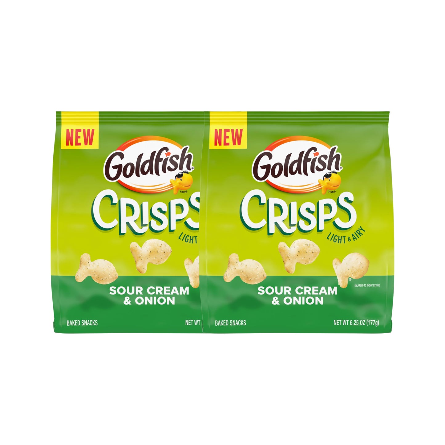 Goldfish Crisps Sour Cream & Onion Baked Chip Cracker Snacks, 6.25 Oz Bag (Pack of 2)