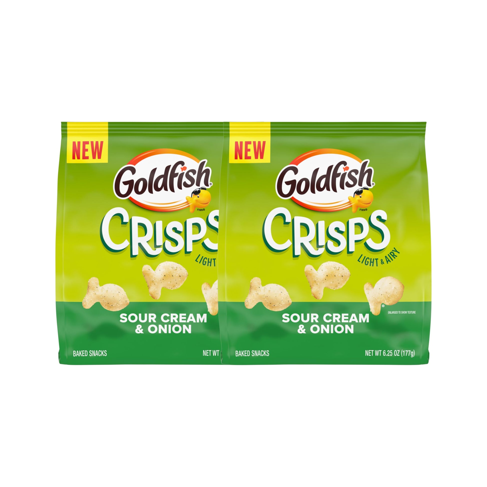 Goldfish Crisps Sour Cream & Onion Baked Chip Cracker Snacks, 6.25 Oz Bag (Pack of 2)