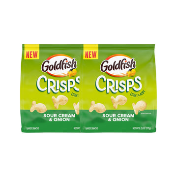 Goldfish Crisps Sour Cream & Onion Baked Chip Cracker Snacks, 6.25 Oz Bag (Pack of 2)