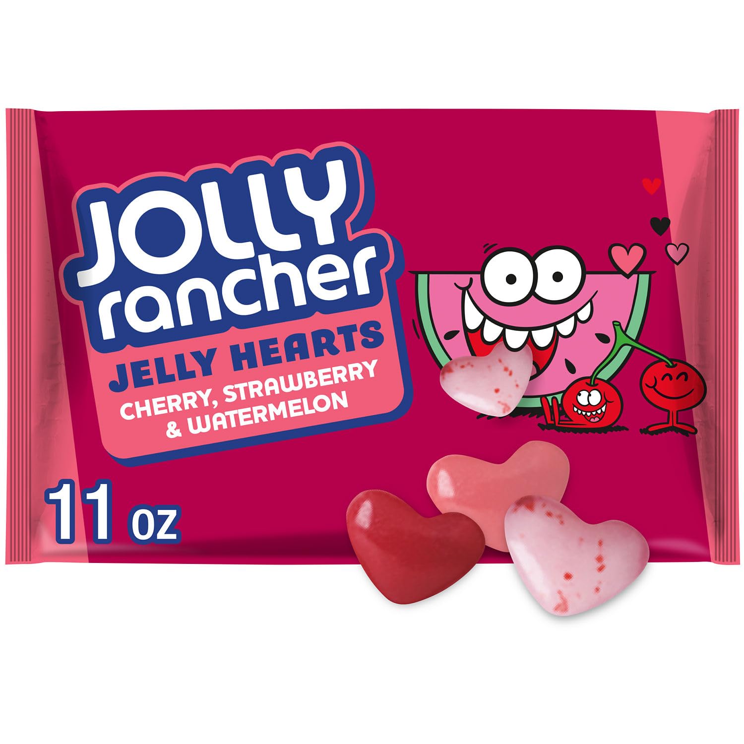 JOLLY RANCHER Assorted Fruit Flavored Jelly Hearts, Valentines Day Candy Bag, 11 oz