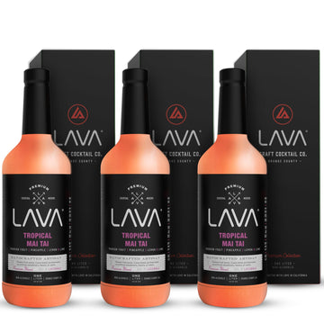 LAVA Tropical Mai Tai Cocktail Mix, 3 Pack, 33.8 Fl Oz Glass Bottles, Made with Real Fruit, No Artificial Sweeteners