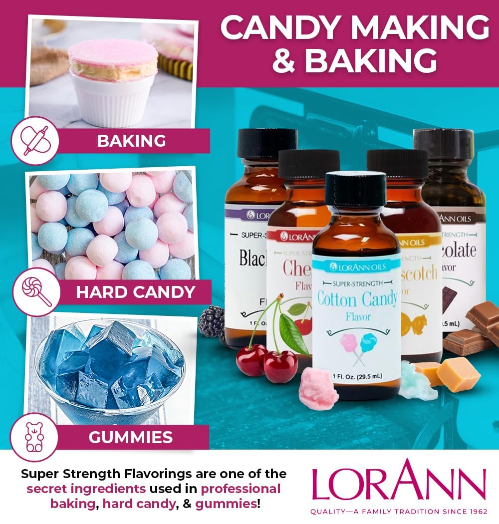 LorAnn Oils Super Strength Flavoring, Cotton Candy, 1 fl oz, Clear to Pale Off White, Model 0460