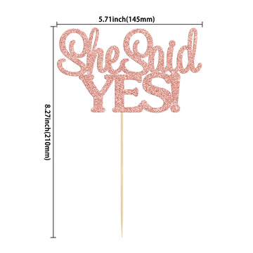 Gyufise Rose Gold Glitter 1Pc She Said Yes Cake Topper For Engagement Bridal Shower Wedding Shower Proposal Bachelorette Party D