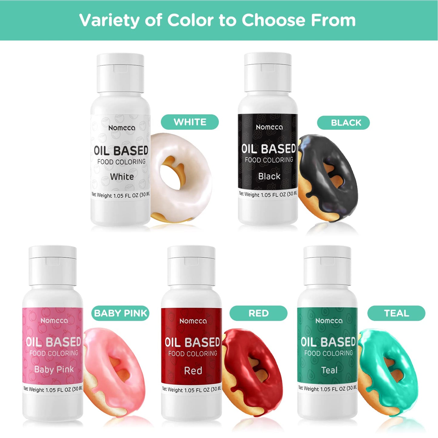 Oil Based Food Coloring For Chocolate - Nomeca 30 Milliliters Upgraded Oil Teal Food Color For Baking Cake Decorating, Edible Food Dye For Candy Melts Cookies Easter Egg Icing Fondant Meringues