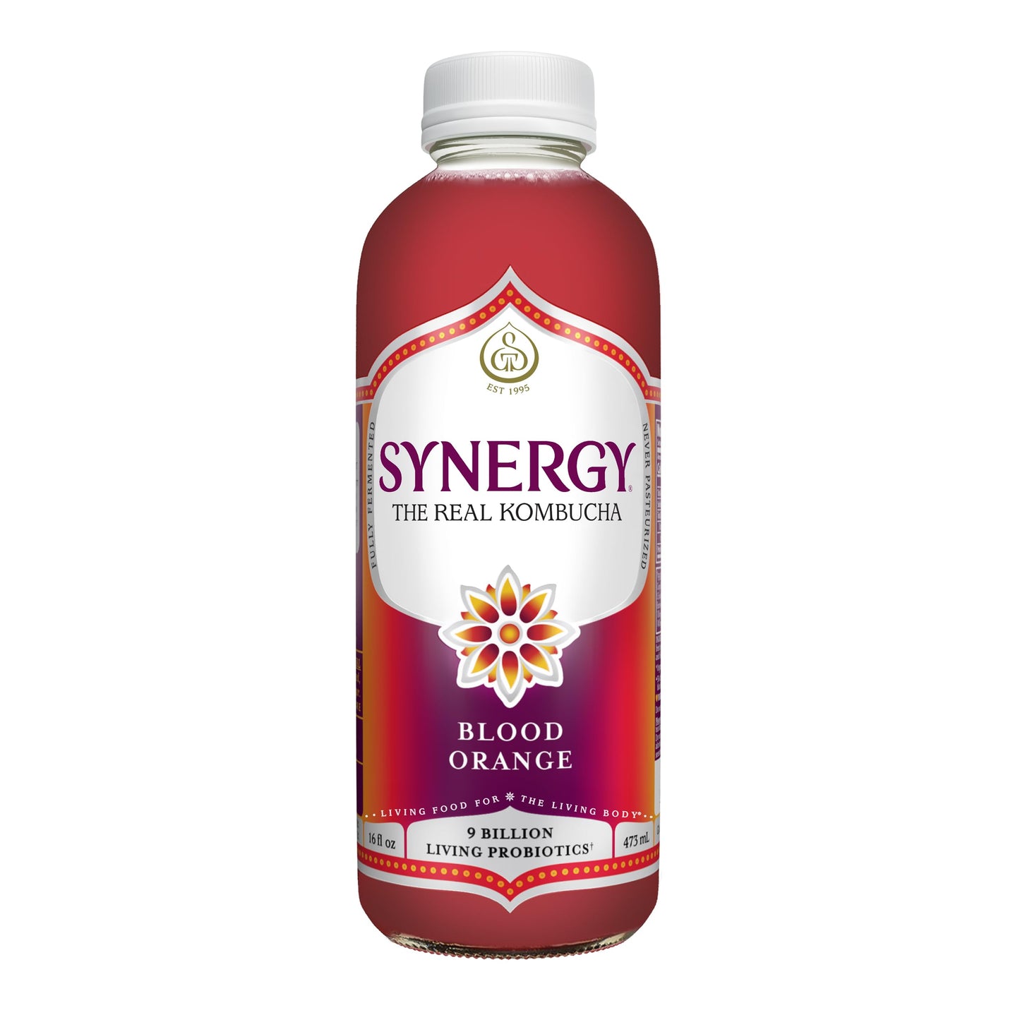 SYNERGY The Real Kombucha - Blood Orange - 16 fl oz Bottle - Raw Probiotic Drink for Gut Health and Immune Support