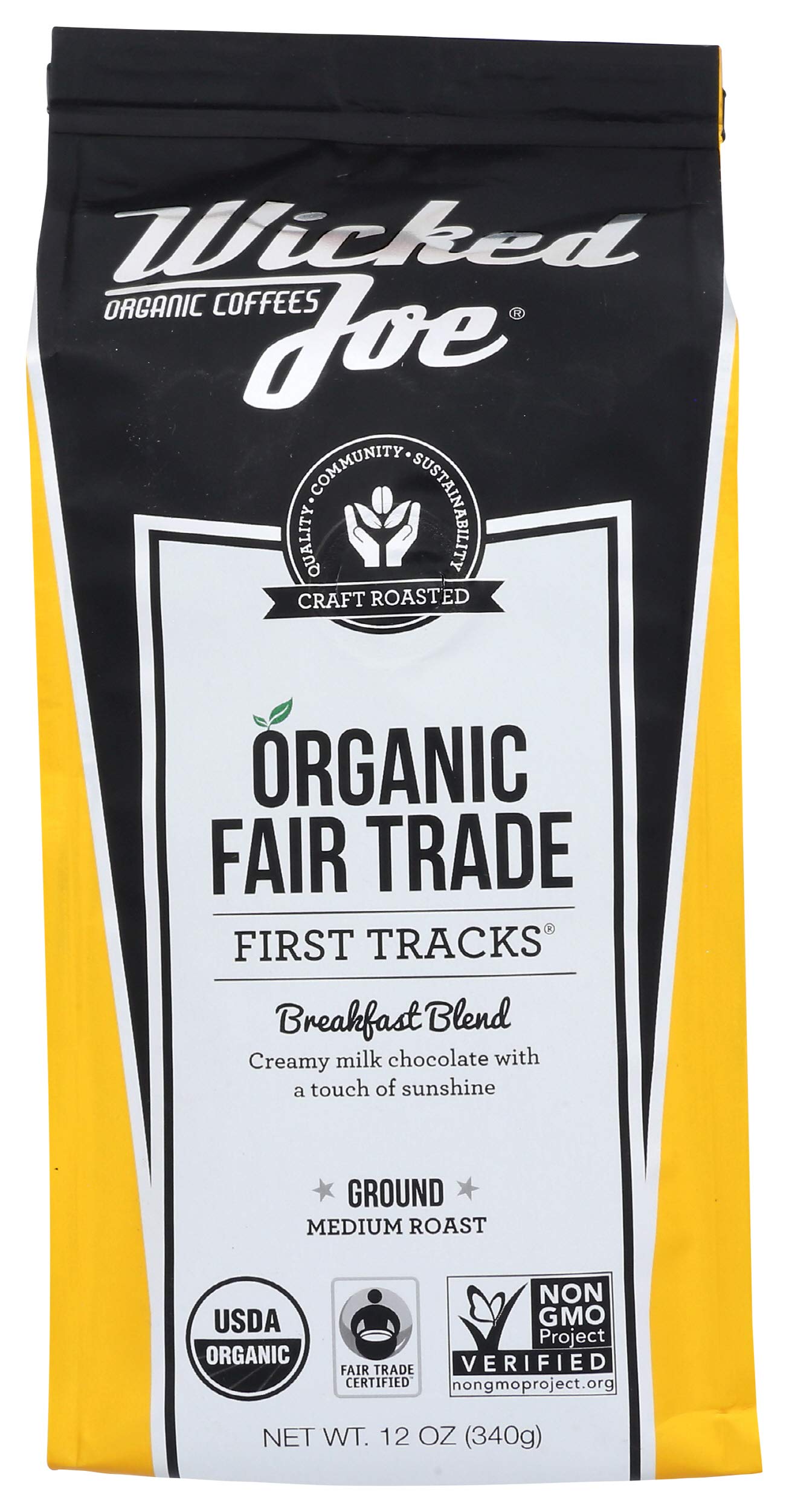 Wicked Joe Coffee Breakfast Blend Ground, 12 Oz, Yellow