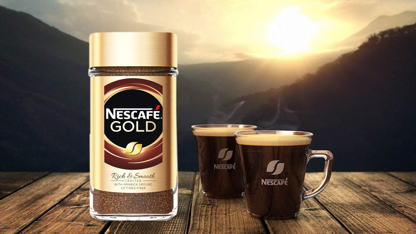 Nescafe Gold Rich & Smooth Taste Crafted With Arabica Ground Coffee Beans 10 Times Finer Instant Coffee Beverages For A Perfect