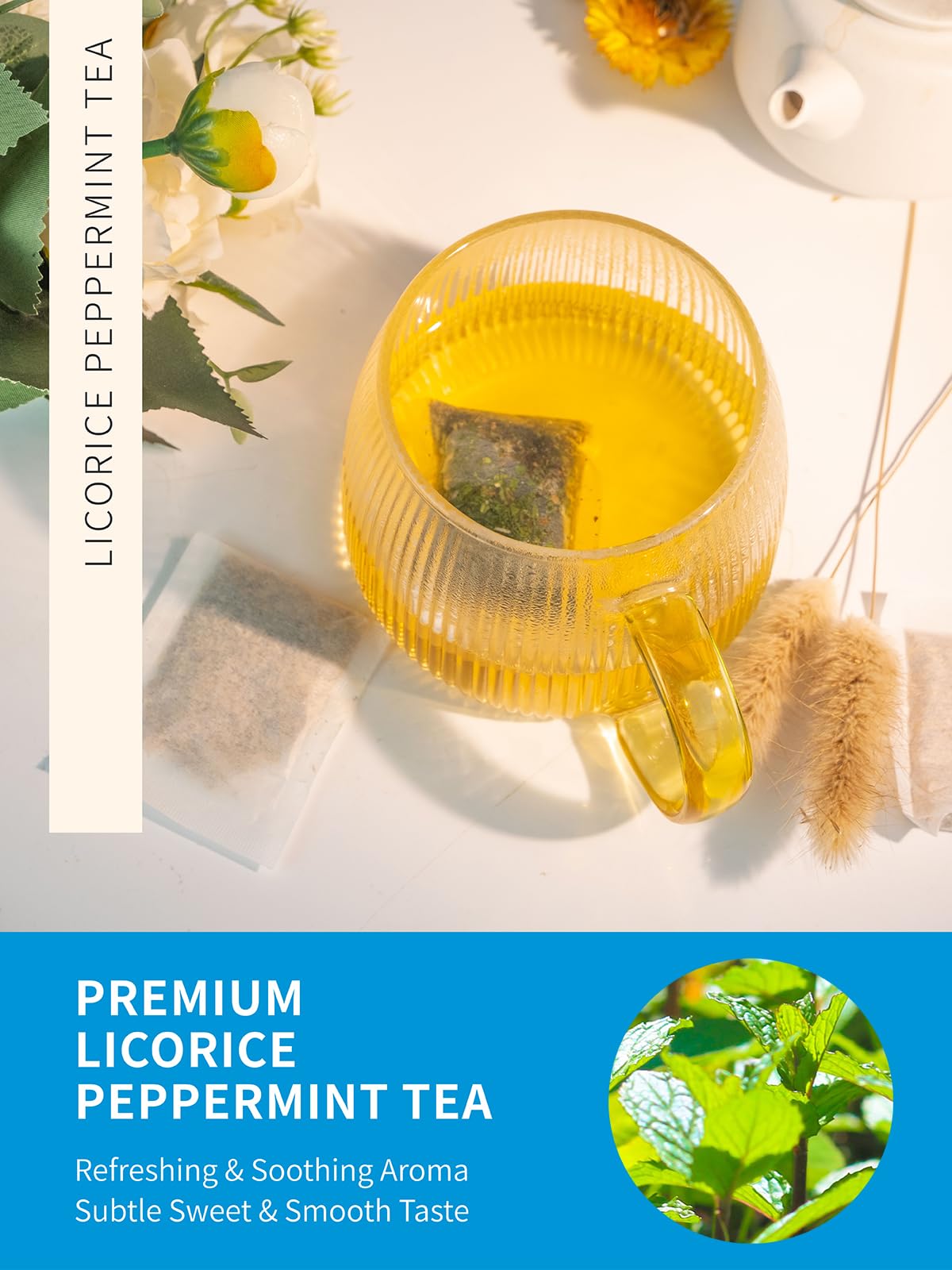 TeeLux Licorice Peppermint Tea, Caffeine Free, 100 Count, Natural Soothing Peppermint with Sweet Licorice Root