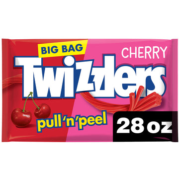 Twizzlers Pull 'N' Peel Cherry Flavored Licorice Style, Low Fat Candy Big Bag, 28 Oz, Pack Of 1