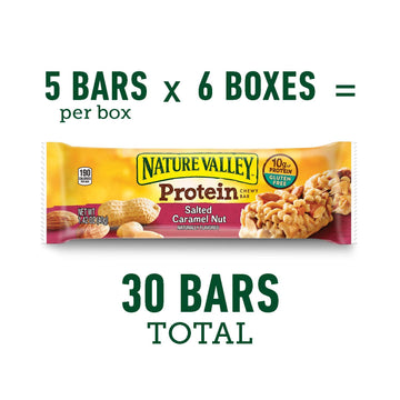 Nature Valley Protein Chewy Bar Gluten Free Salted Caramel Nut,1.42 Ounce Bars, 5 Count, 7.1 Ounce (Pack of 6)