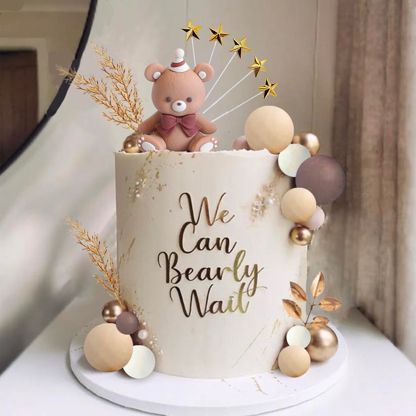 SONICEBUY 42Pcs Mini Teddy Bear Cake Toppers - Foam & PVC, Mixed Color - Baby Shower, Birthday, Wedding Party Supplies