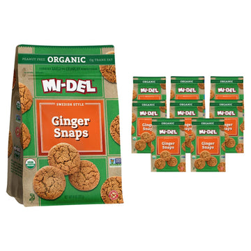 Mi-Del Ginger Snaps Organic - Crunchy Ginger Cookies Made with Real Ginger - Swedish Ginger Snaps Cookies Old Fashioned - Non-GM