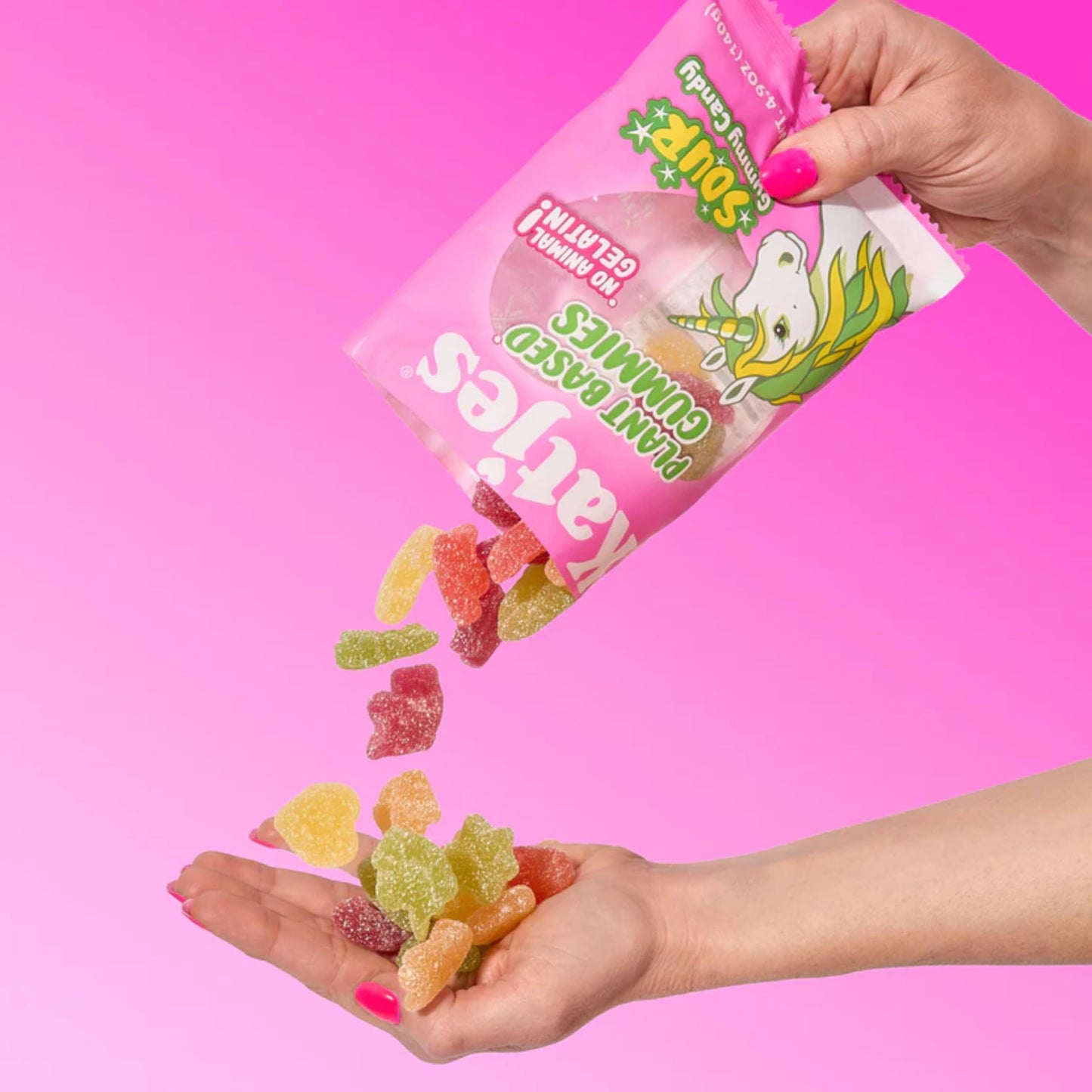 Katjes Plant Based Sour Gummy Candy - Passion Fruit, Orange, Lime, Raspberry & Black Currant Flavored Sour Gummies - Palm Oil Fr