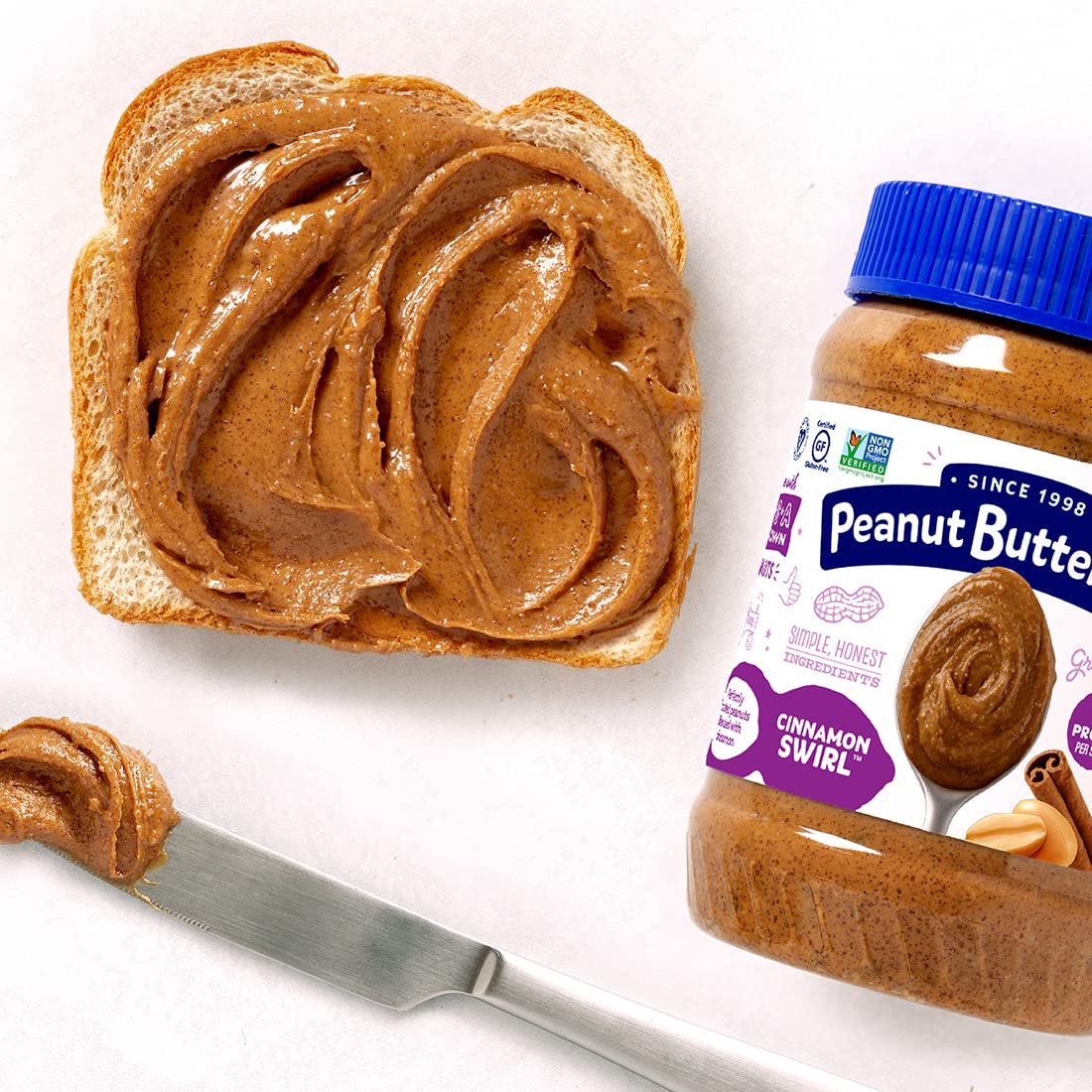 Peanut Butter & Co. Cinnamon Swirl Peanut Butter, 6G Protein, Gluten Free & Non-Gmo, 16 Oz (Pack Of 6)
