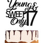 Mi Bautizo Cake Topper for 17th Birthday, Black Paper Decoration, Young and Sweet Only 17 Design