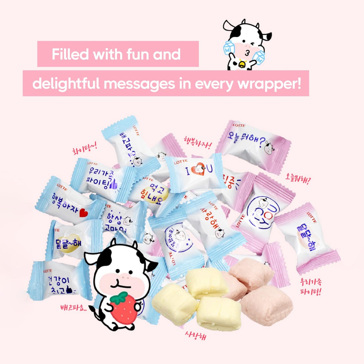 COELO Strawberry Milk Chewy Candy, 5.5oz (158g), Soft Fruit Flavor, Individual Wrapped K-Snack, On-The-Go