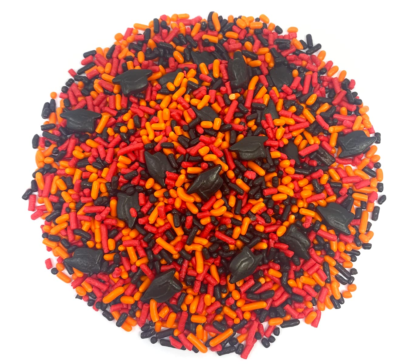 Mystic Sprinkles Graduation Day Sprinkles Mixes (Graduation Day! Black, Orange & Red Sprinkle Mix 3.8Oz)