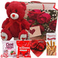 Valentines Day Gift Basket Set | Teddy Bear Plush (Color Varys), Creme Savers Hard Candy, Individually Wrapped, Hershey Kisses Milk Chocolate, Heart Shape Elmer Chocolates Dark Chocolate Or Hazelnut Pirouline Wafers, & Valentine Bag (Design Varies |