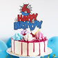 XIHIRCD Spider Birthday Cake Topper, Double-Sided, 5.91x5.71in, Paper, Black/Blue/Red, Model 049