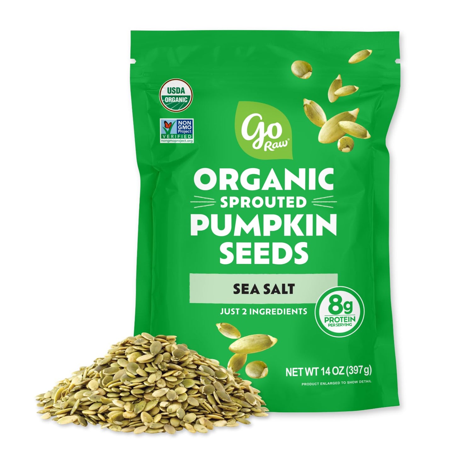Go Raw Organic Sprouted Pumpkin Seeds, 14 oz, Sea Salted, Keto, Kosher, Superfood