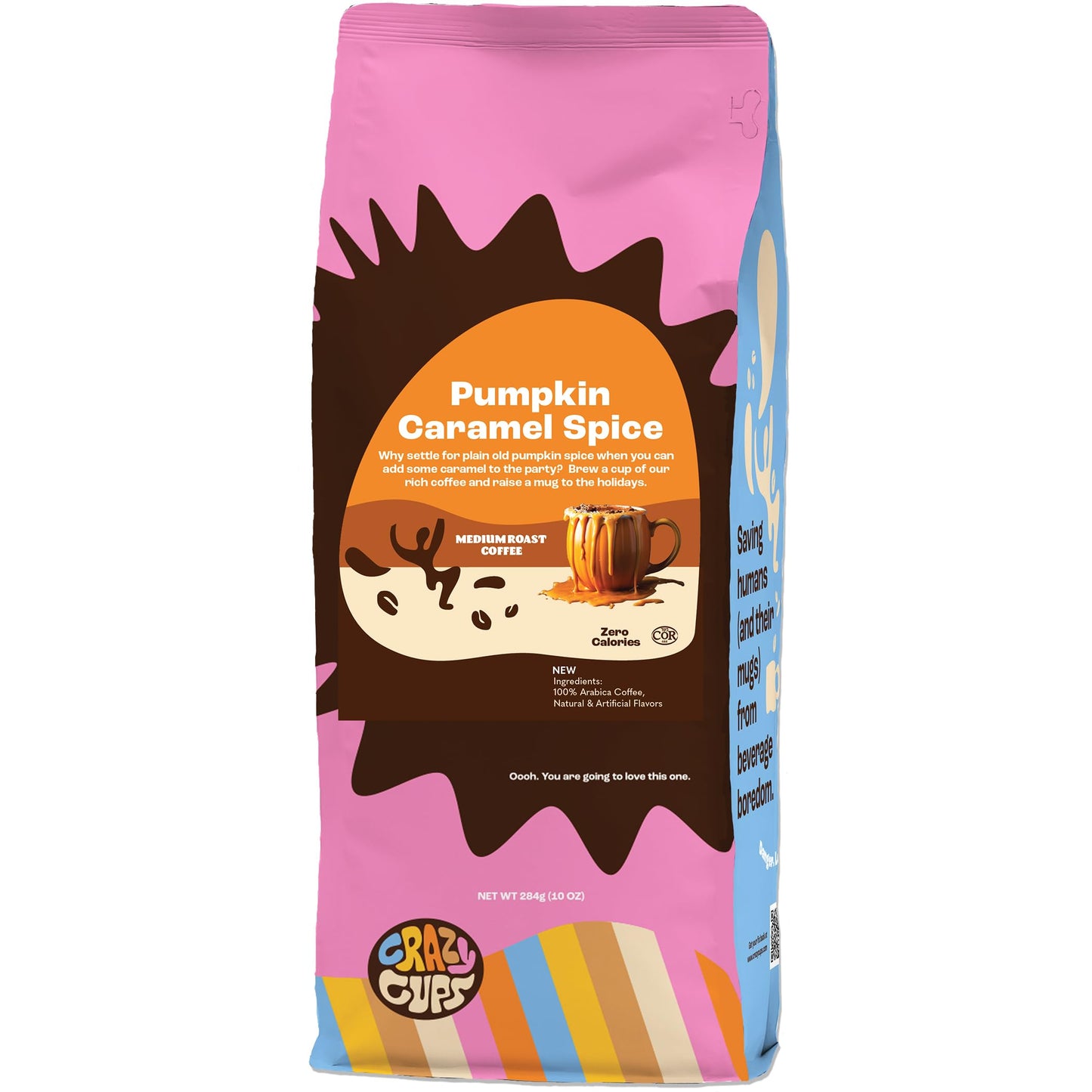 Crazy Cups Flavored Ground Coffee, Pumpkin Caramel, In 10 Oz Bag, For Brewing Flavored Hot Or Iced Coffee