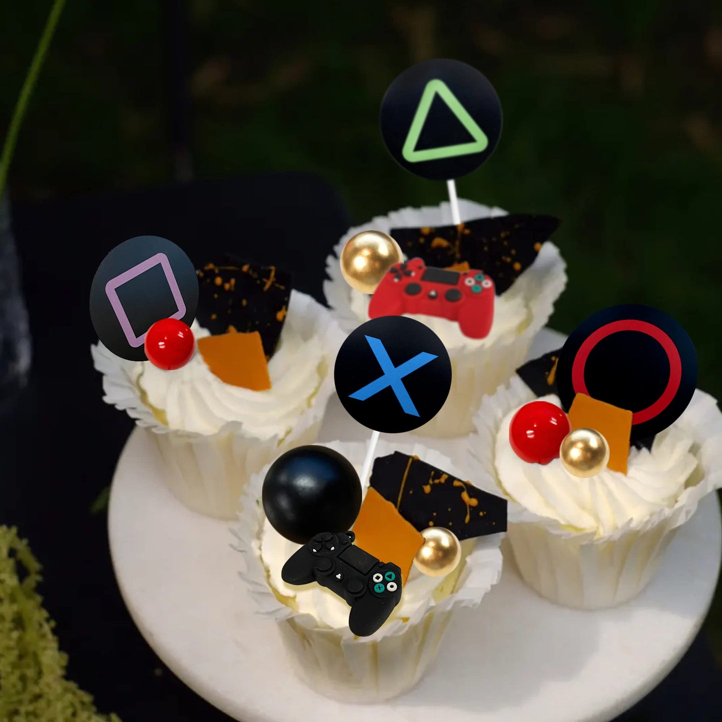 19 Pcs Video Game Themes Cake Toppers Game Controllers Cake Decorations Gaming Party Decoration For Man